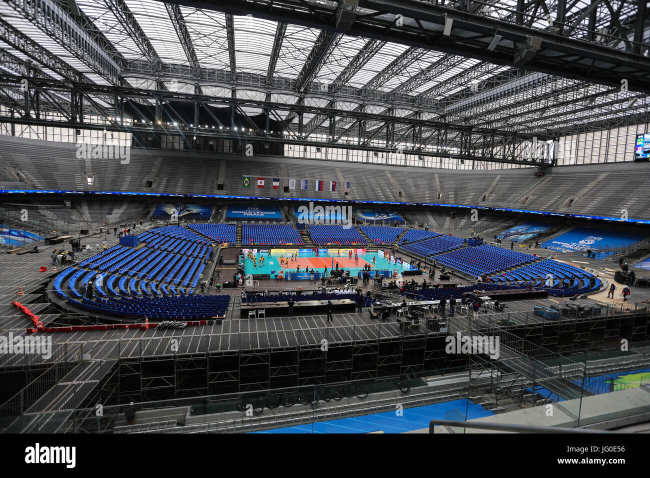 3. Juli 2017 - Struktur ParanÃ, Curitiba, Brasilien - Brasilien - World League Volleyball Finale 2017 - montiert Arena da Baixada Stadion in Curitiba (Brasilien), für die Spiele zwischen 4 und 8 Juli. Alle Spiele werden in der Arena da Baxaida gespielt werden, ein Fußballstadion, das auch 2014 FIVB World Cup Gastgeber entspricht. Foto: Geraldo Bubniak Credit: Foto: Geraldo Bubniak/ZUMA Draht/Alamy Live-Nachrichten Stockfoto