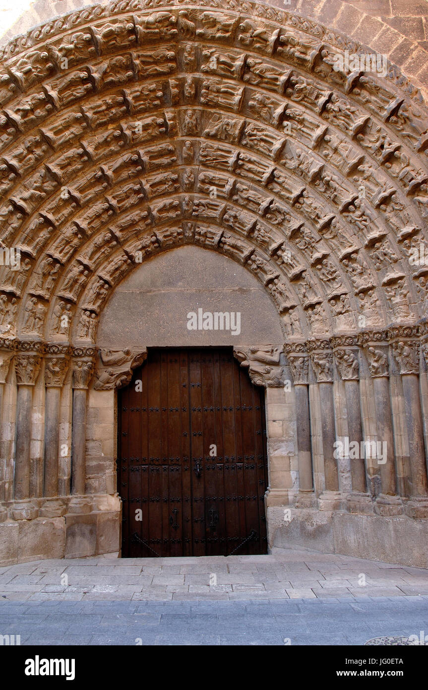 Puerta del Juicio, Kathedrale von Tudela, Navarra, Spanien Stockfoto