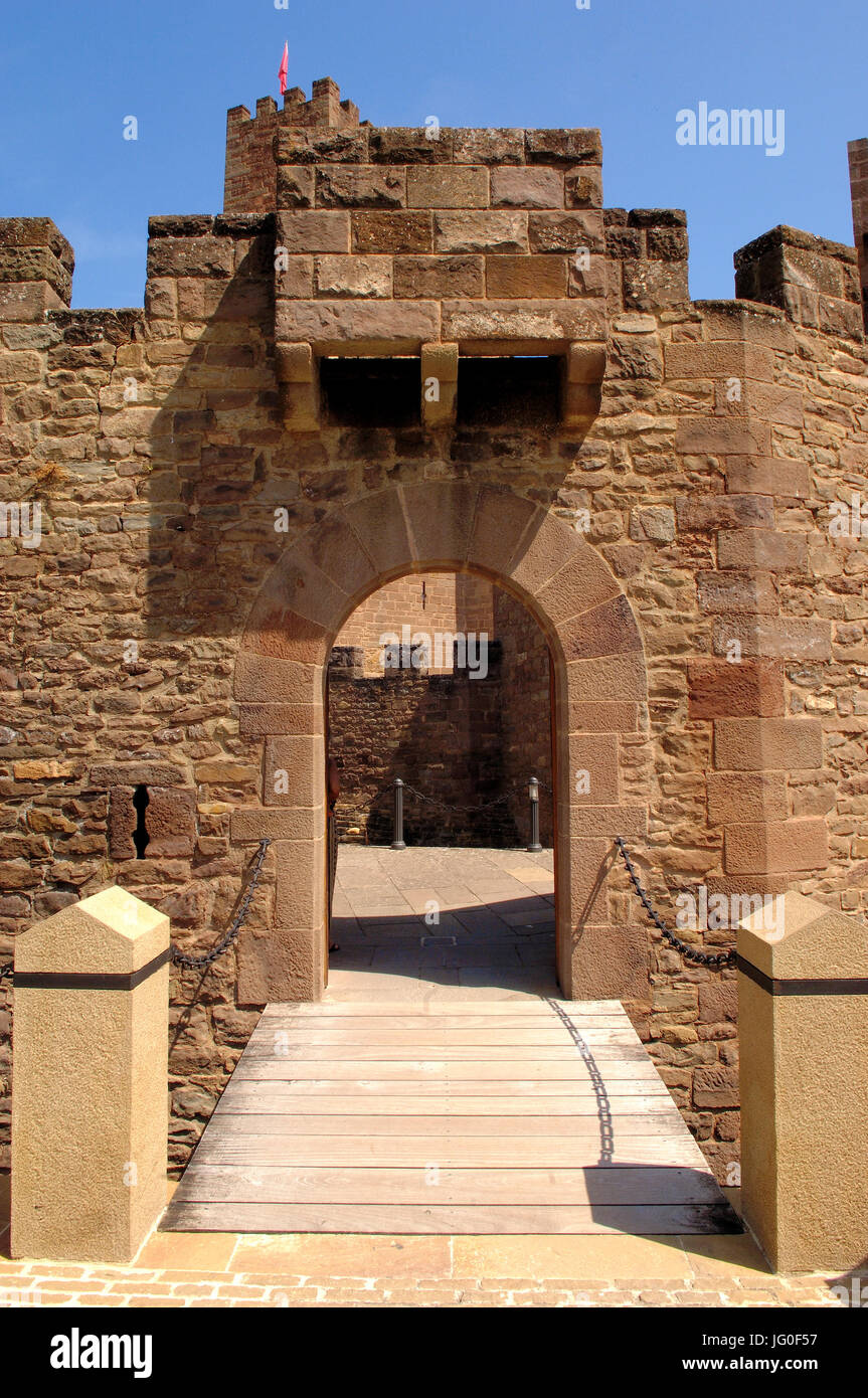 Eingang der Burg von Javier, Sangüesa, Navarra, Spanien Stockfoto