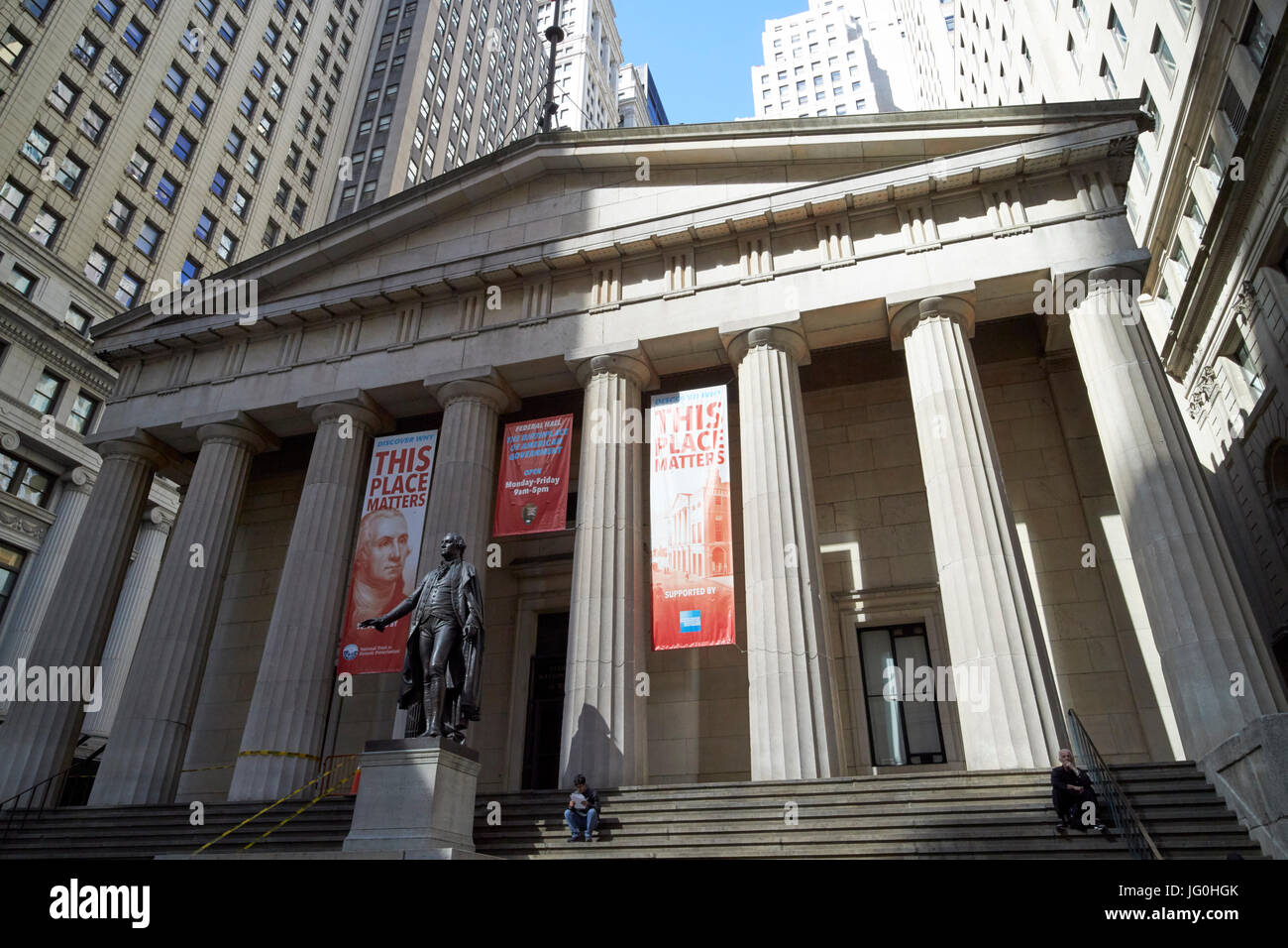 Federal Hall National Memorial mit George Washington statue New York City USA Stockfoto