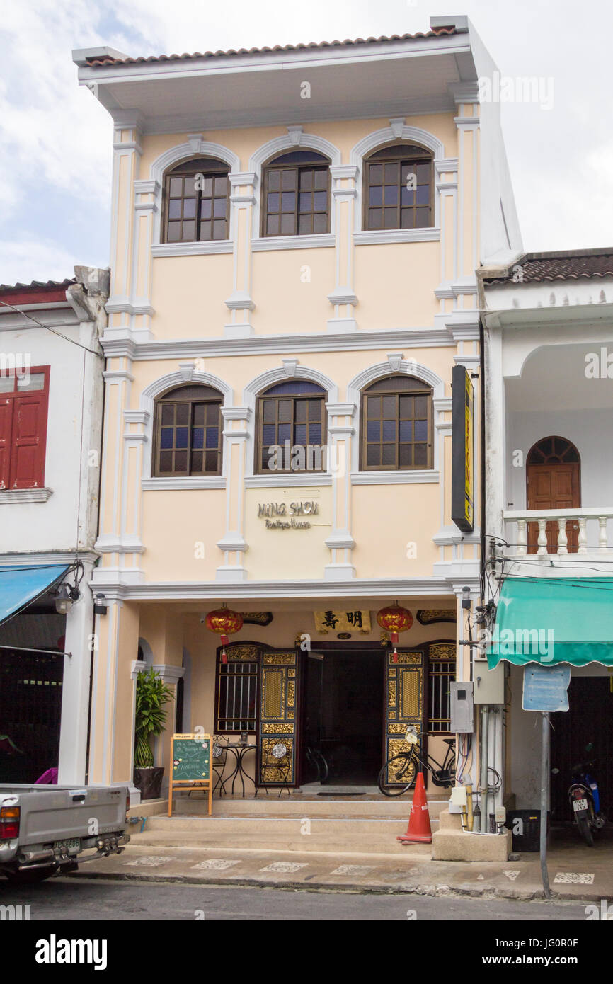 Die Ming-Shou-Boutiquehotel in Thalang Road, Phuket, Thailand Stockfoto