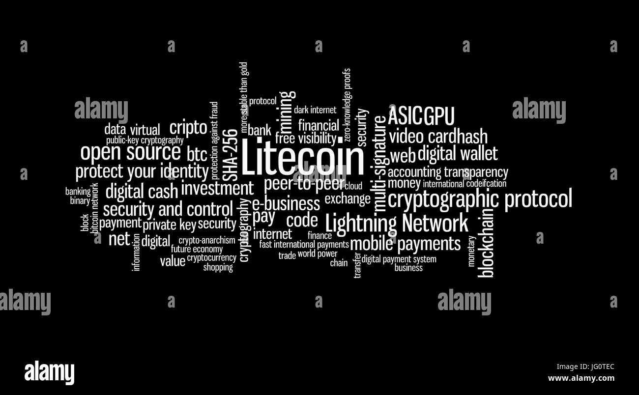 Litecoin Krypto Währung Wortwolke Stockfoto