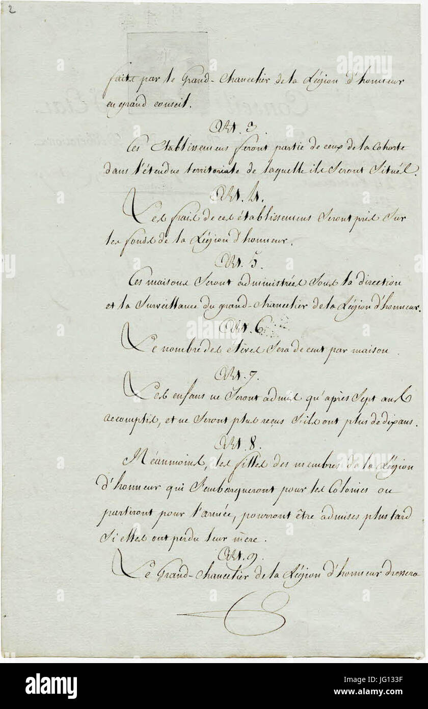 Decreto Créant Les Maisons d'Éducation De La Légion d ' Honneur, 24 Frimaire ein XIV (15 Décembre 1805). 2 - Archive Nationales - AE-II-2300 Stockfoto