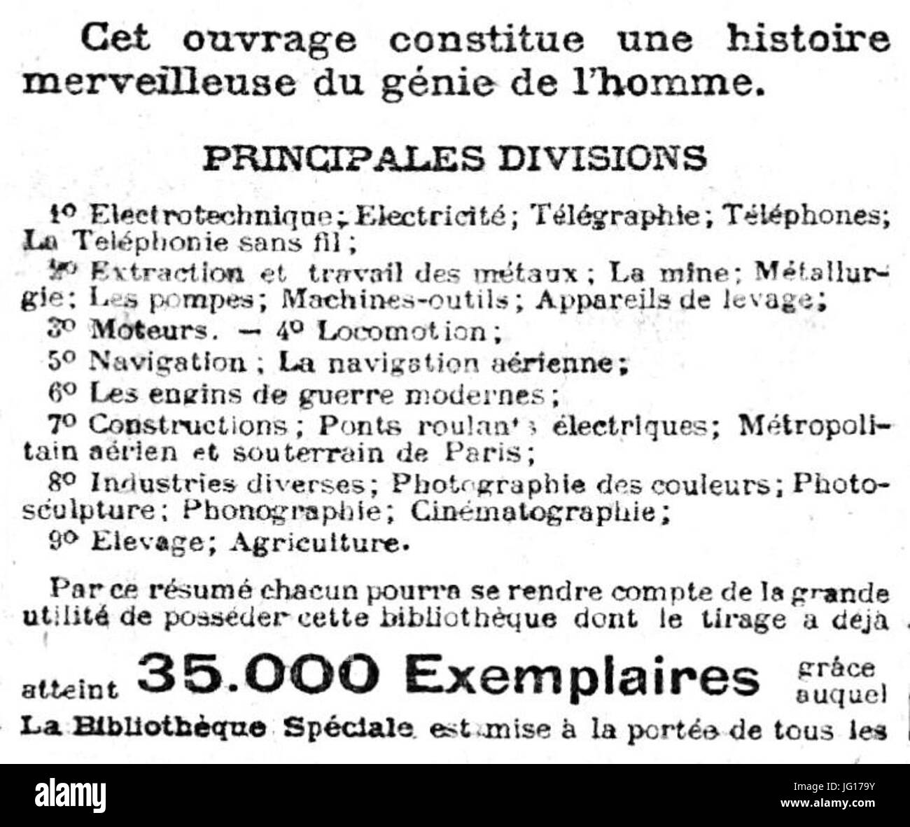 Détail De La Publicité pour La Bibliothèque Pour Tous - Mentionne la Photosculpture - Le Petit Parisien - Mai 1908 - Seite 6 Stockfoto