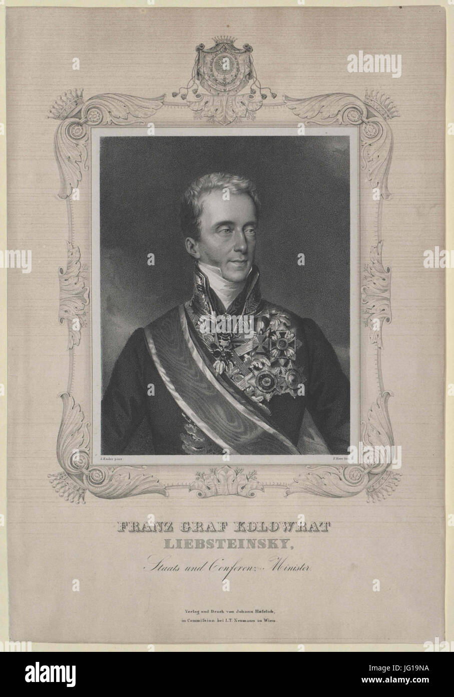Franz Anton von Kolowrat-Liebsteinsky (1778-1861) Gravur Stockfoto