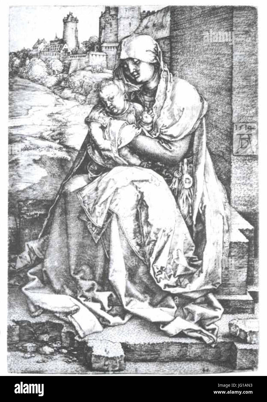 Dürer - Maria Mit Dem Art eine der Mauer Stockfoto