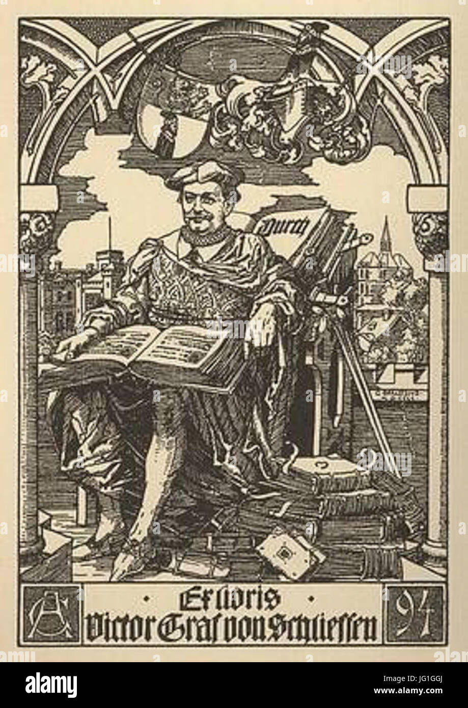 Georg Barlösius - Exlibris Victor Graf von Schliessen 1894 Stockfoto