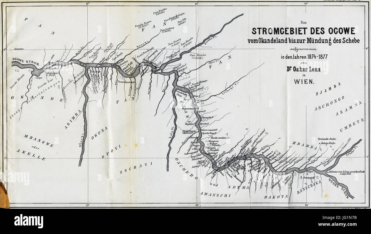 Das Stromgebiet des Ogowé Vom Okandeland Bis Zur Mündung des Schebe Aufgenommen in Den Jahren 1874 bis 1877 von Dr. Oskar Lenz in Wien (1877) Stockfoto