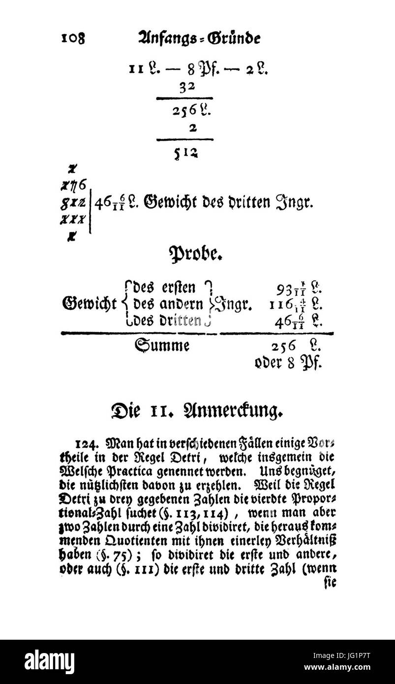 De-Anfangsgründe Aller Mathematischen Wissenschaften (Wolff) 139 Stockfoto