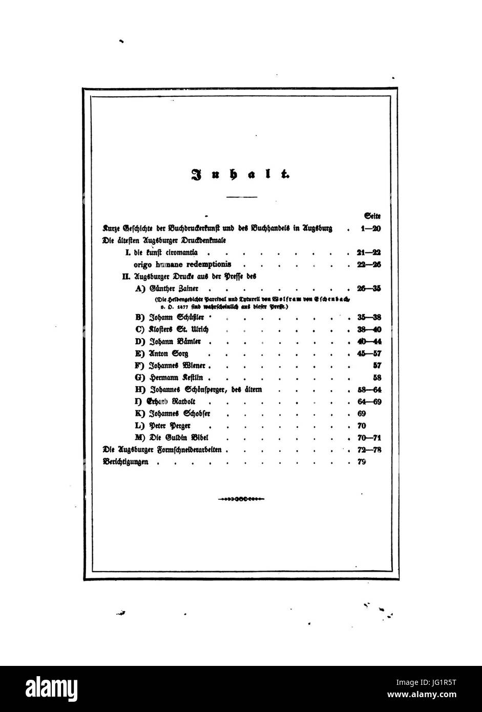 De-Augsburg ältesten Druckdenkmale 011 Stockfoto