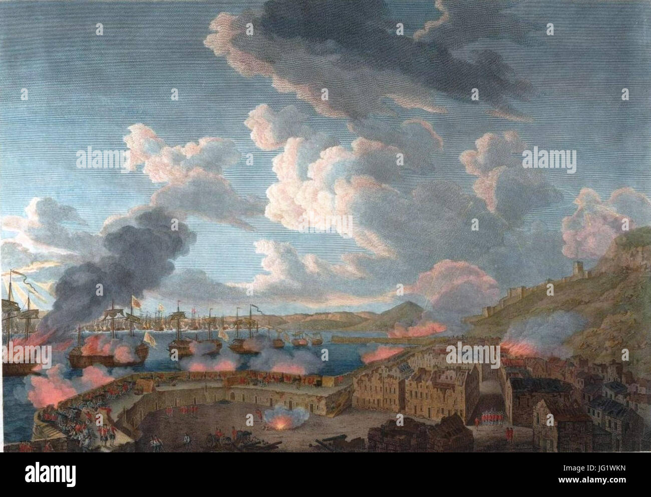 Defense de Gibraltar Attaquee Par Les Français et Les Espagnols le 13 September 1782 Stockfoto