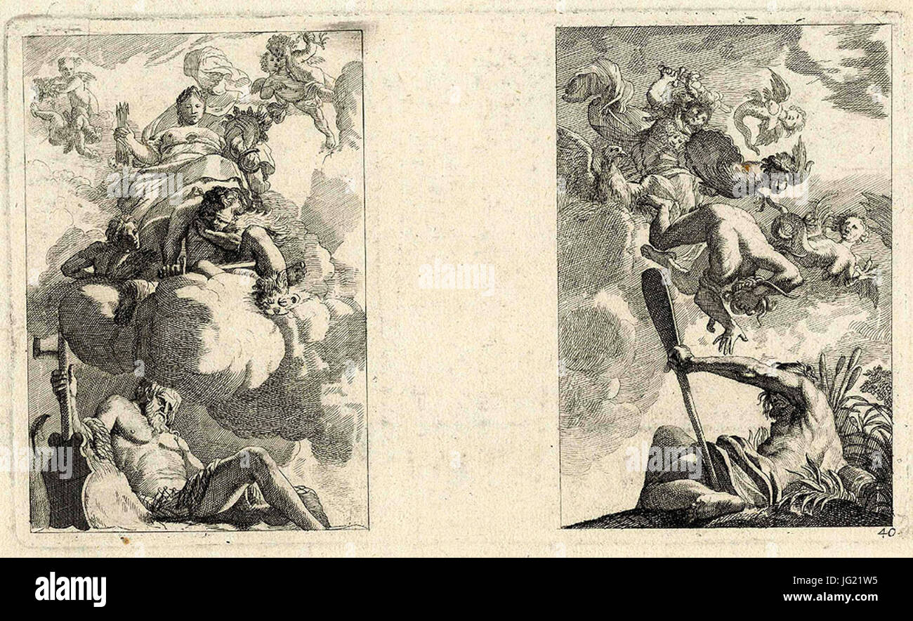Comicstrips Zu Lateinischen Sprüchen c1700 Ubs G 0842 II 004 Stockfoto