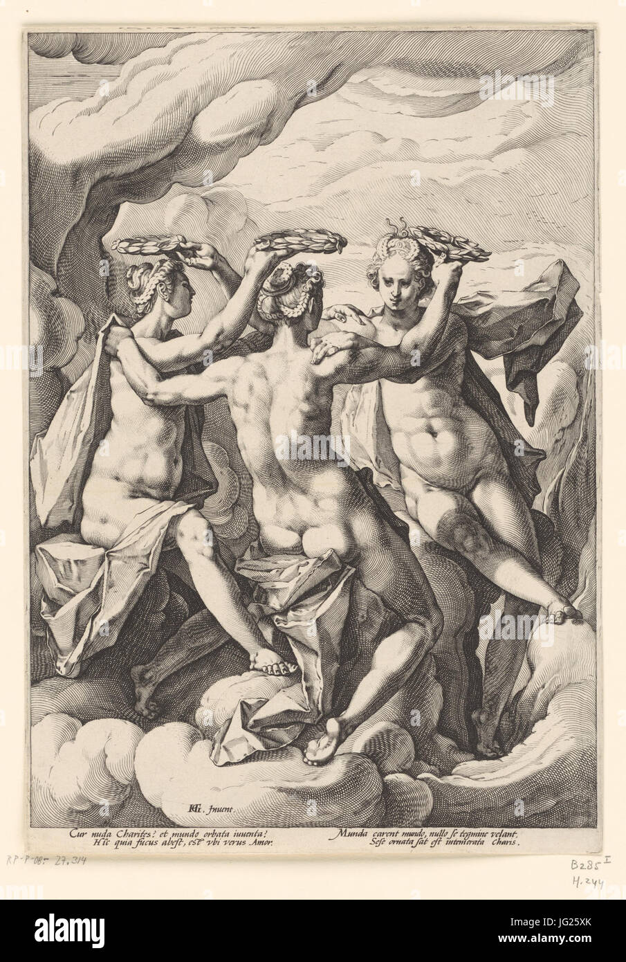 Jacob Matham - Drie GratiơABn, 1588 Stockfoto