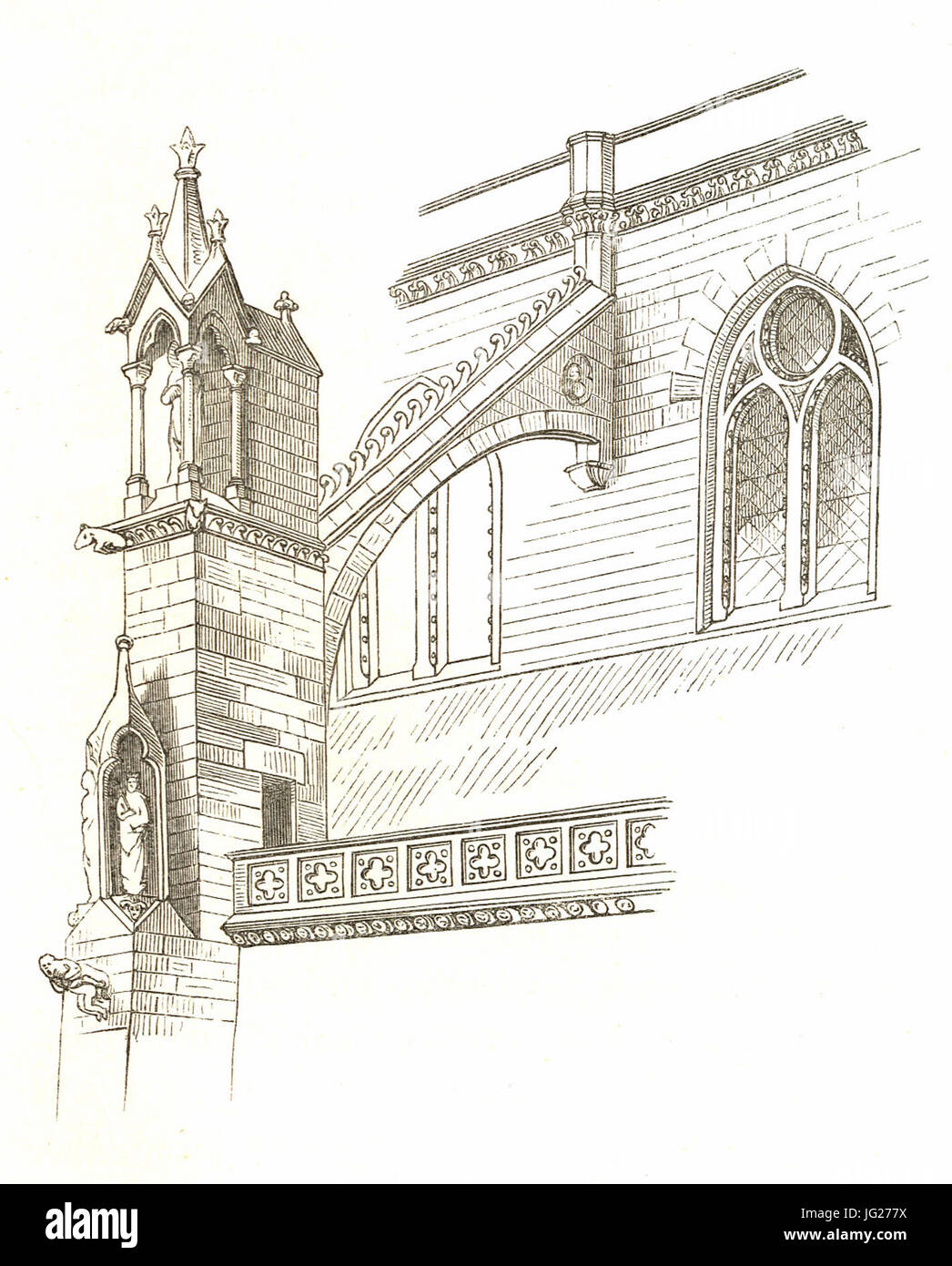 Jahrbuch MZK Band 03 - Gewölbesystem - Abb. 73 Strebesystem am Älteren Teile des Langhauses bin Münster Zu Freiburg Stockfoto