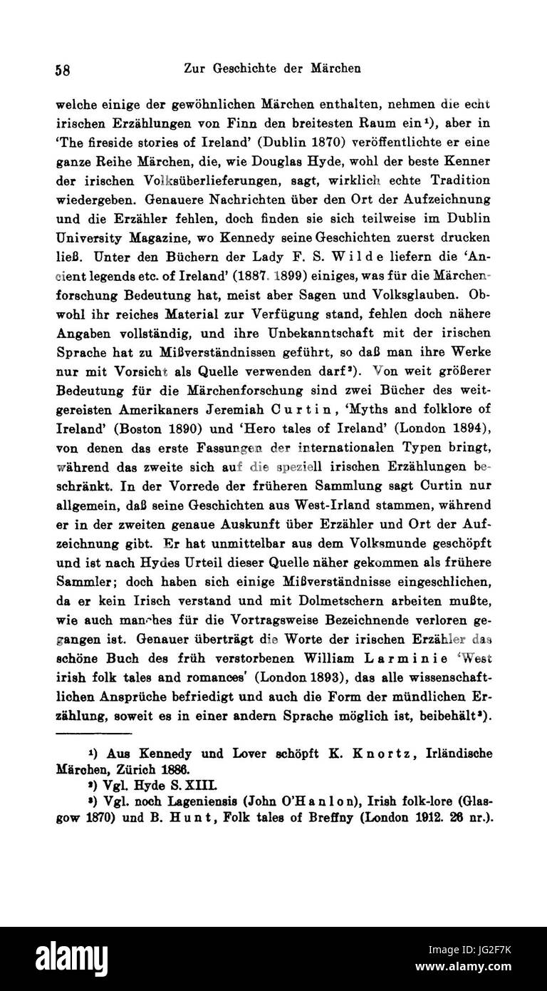Dieser Verweis auf Grimms Märchenannotationen (Bolte Polivka) gibt Einblicke in die Sammlung und Analyse der berühmten deutschen Folklore der Brüder Grimm. Stockfoto