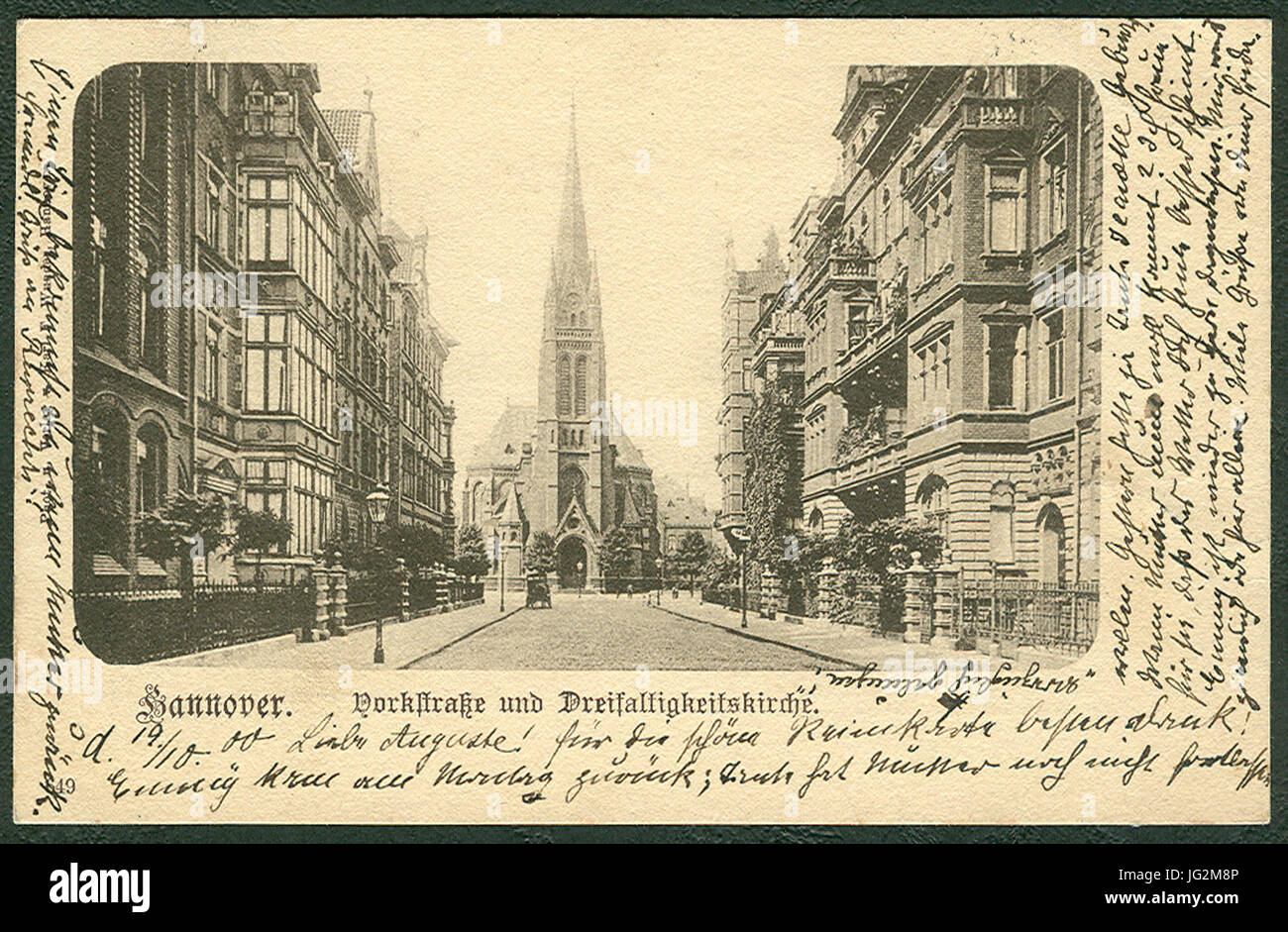 Karl F. Wunder PC-0649-Hannover. Yorckstraße Und Dreifaltigkeitskirche. dkl.-Braun Bildseite Stockfoto