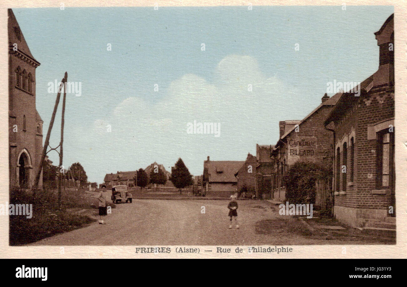 La rue de Philadelphia À Frières Faillouël Dans Les Années 50 Stockfoto