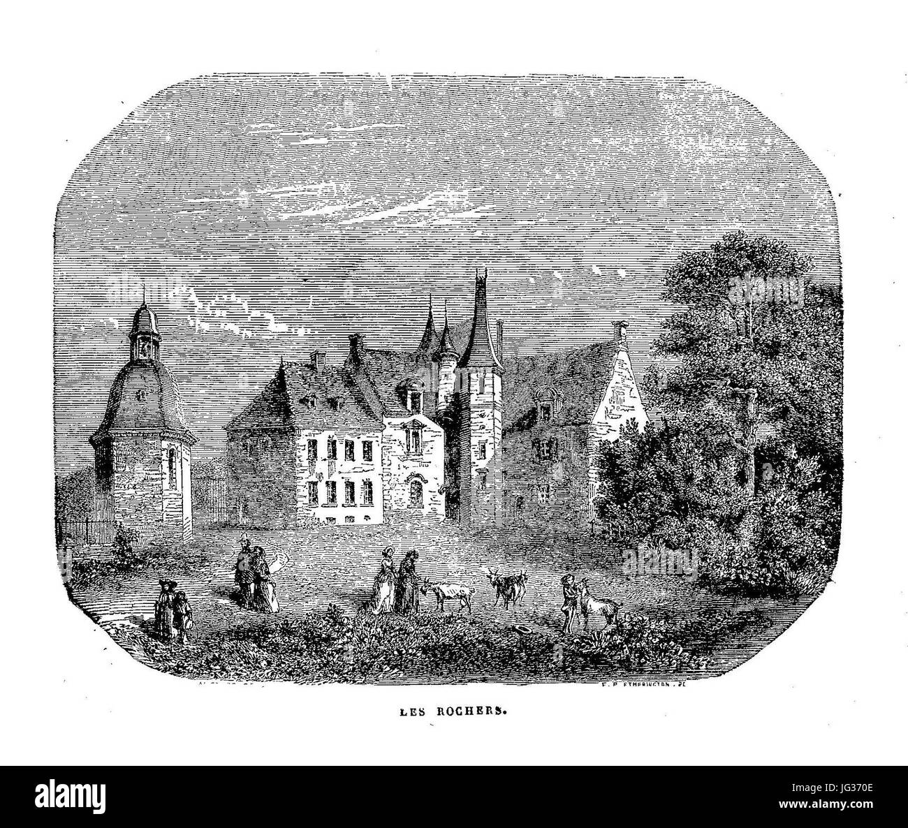 Les Rochers-Sévigné-Tiefdruck Stockfoto