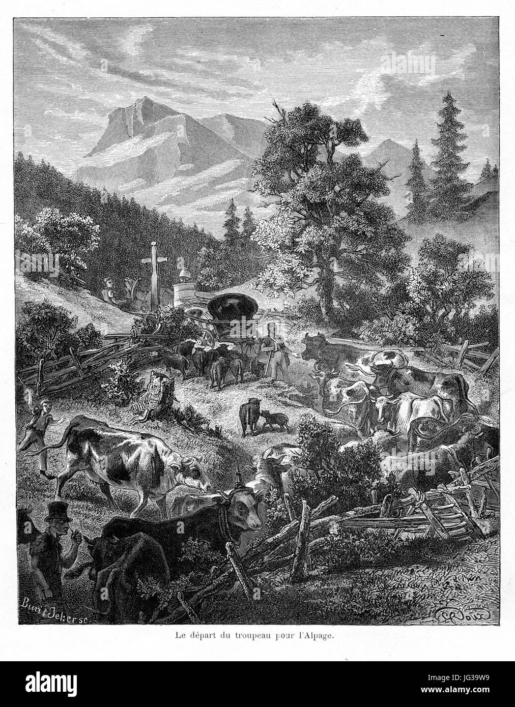 Gustave Roux 06 Le Départ du Troupeau pour l'Alpage Stockfoto Gustave Roux 06 Le Départ du Troupeau pour l'Alpage Stockfoto