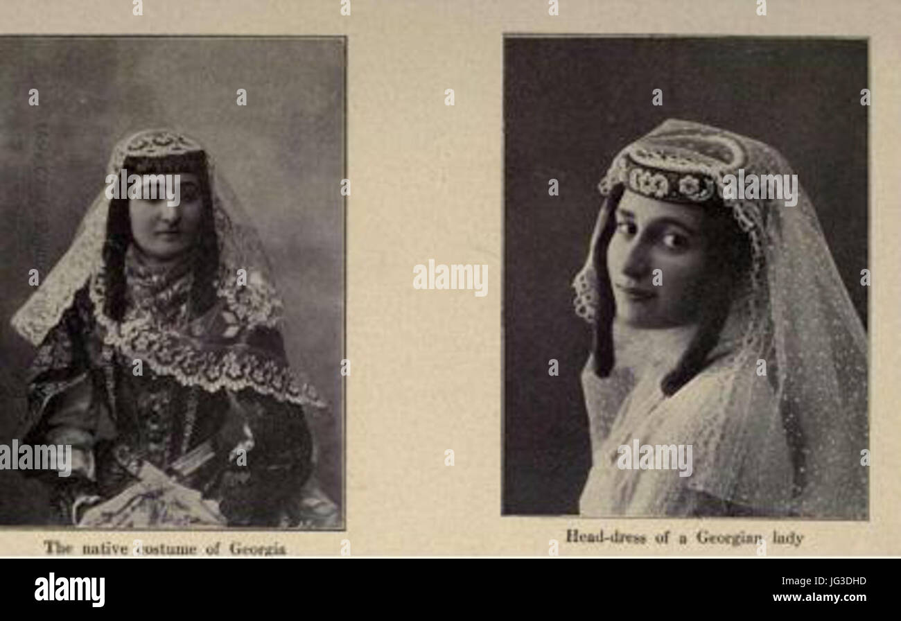 Kopf Kleid einer georgischen Dame 26 das native Kostüm von Georgien Stockfoto