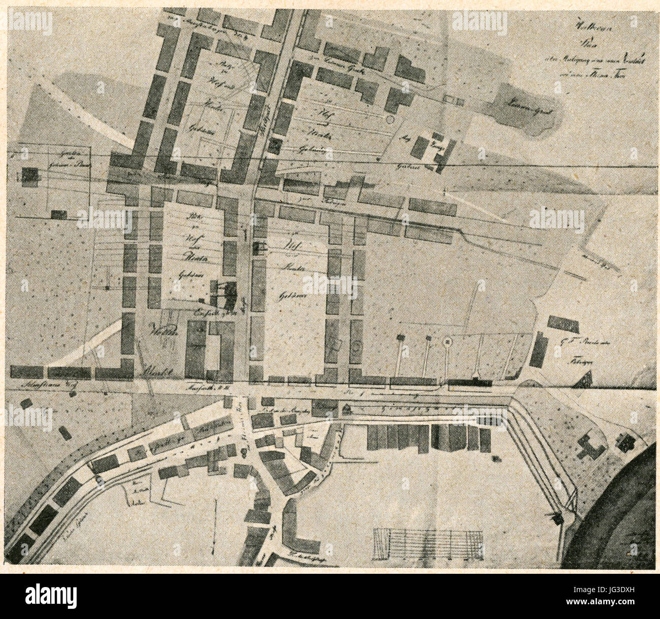 Heilbronn-Neuplanung Vor Dem Fleinertor 1830-1840 planen von Baurat Bruckmann 1838, Nicht Zur mit genehmigt Stockfoto