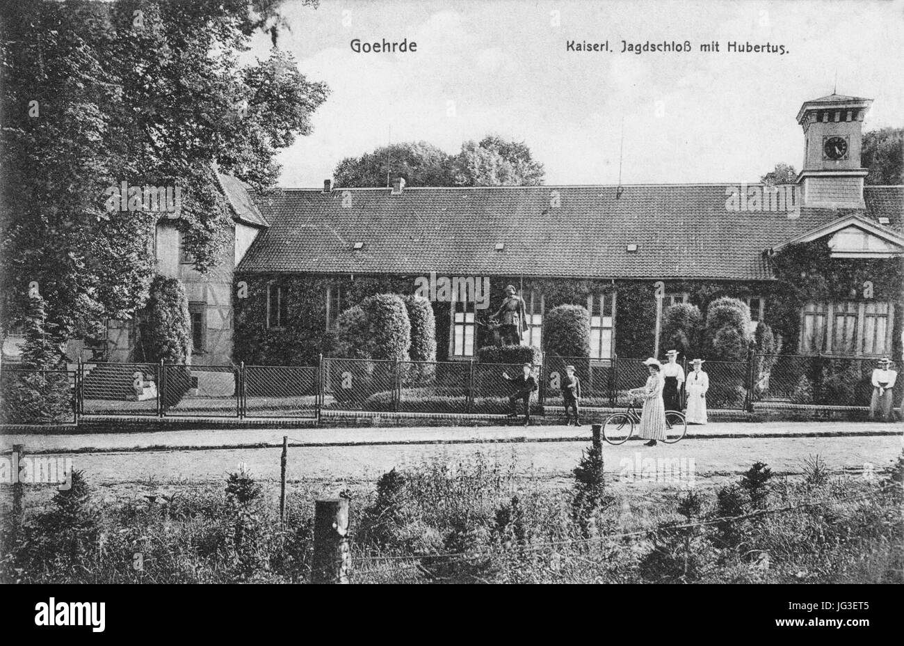 Göhrde, Kaiserl. Jagdschloß Mit Hubertus Stockfoto