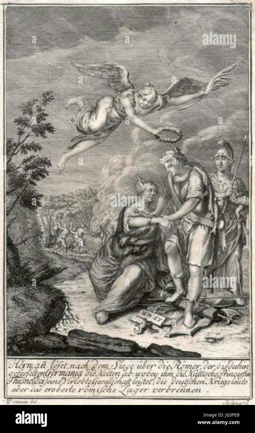 Hermann löst Germania (Sysang, 1753) Stockfoto