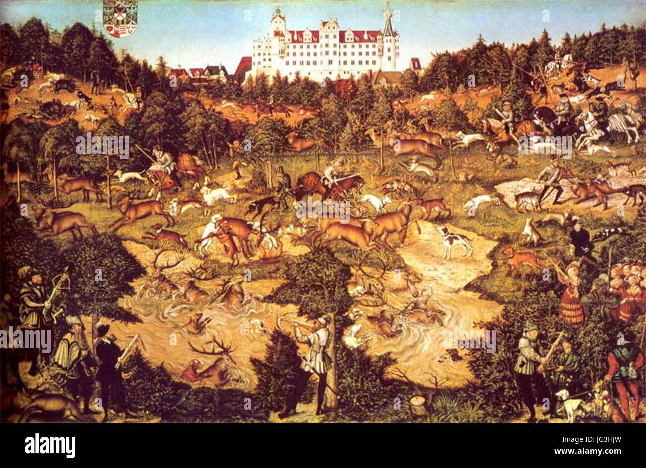 Hofjagd-Auf-vermutlich-Schwei Stockfoto