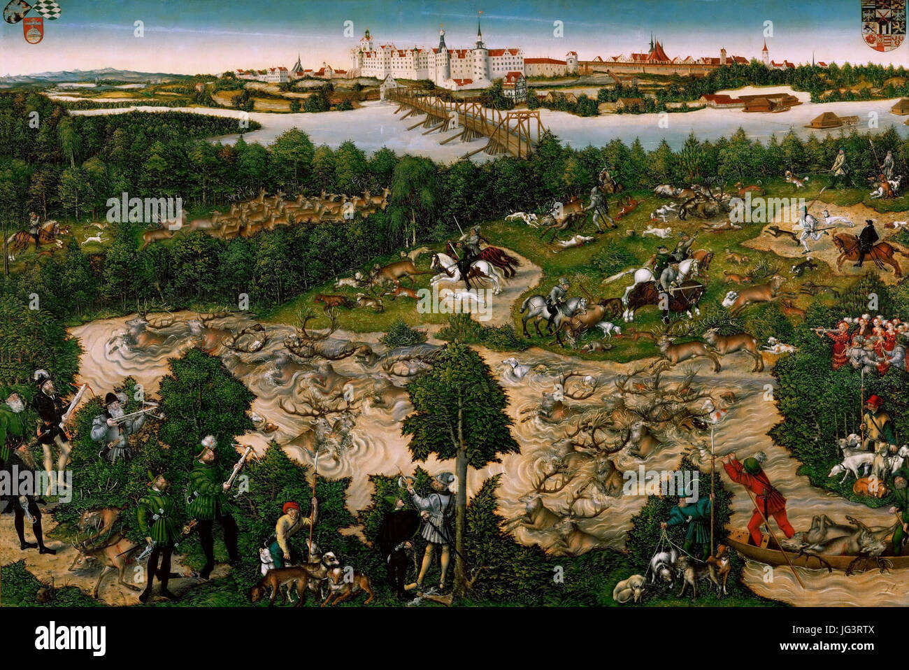 Lucas Cranach d. J. - Hirschjagd des Kurfürsten Johann Friedrich (KHM Wien) Stockfoto