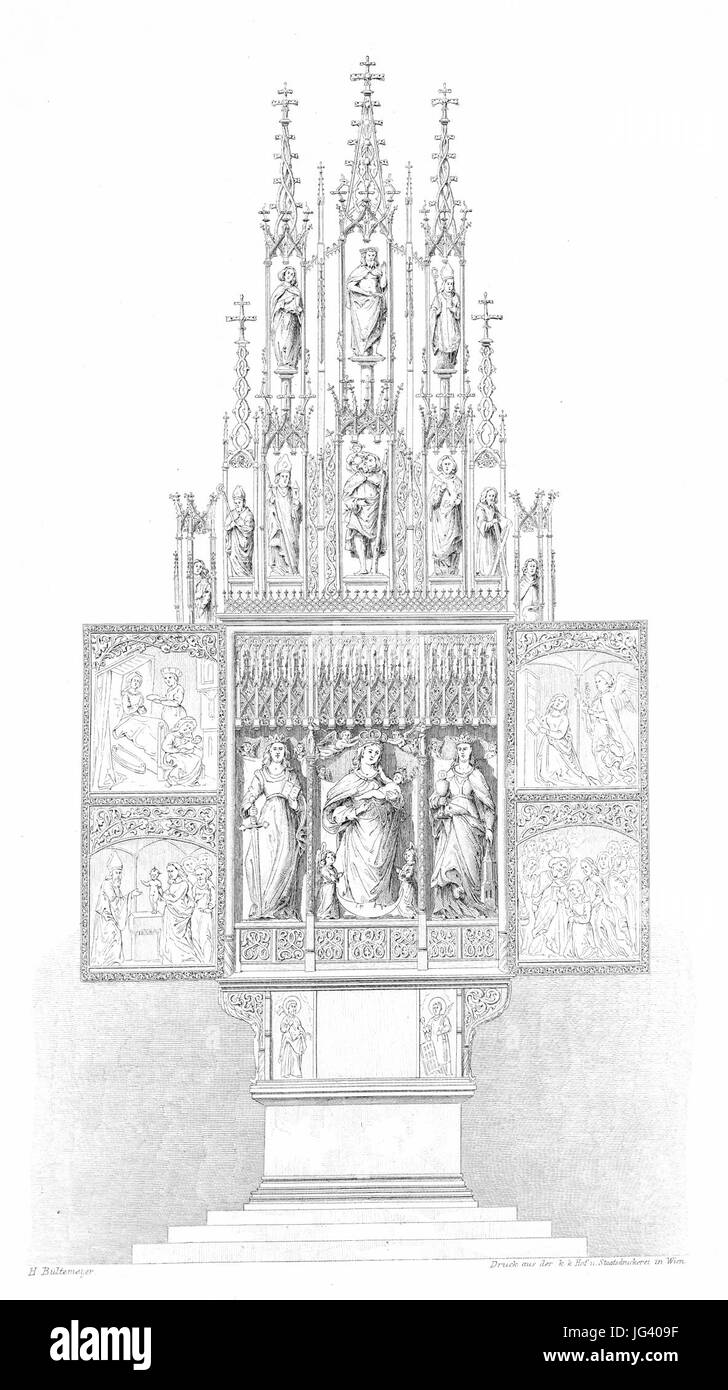 MZK 003 Nr 01 Der Kreuzrippengewölbe Flügelaltar Zu Hallstadt in Oberösterreich Stockfoto