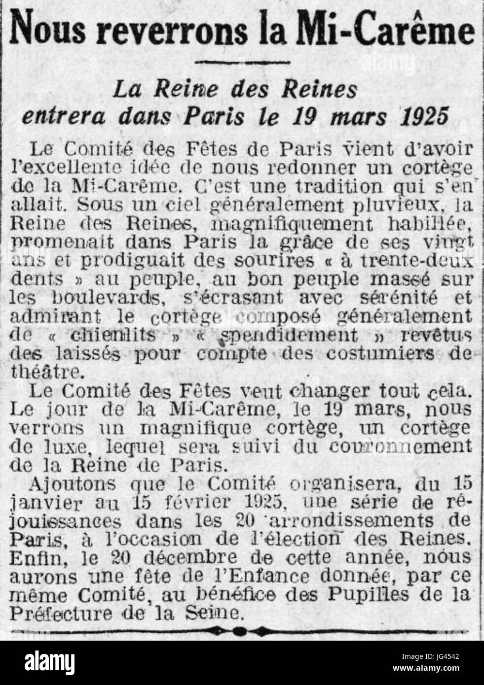 Nous Reverrons la Mi-ơarơ3AAme - Paris-Soir - 20 November 1924 Stockfoto