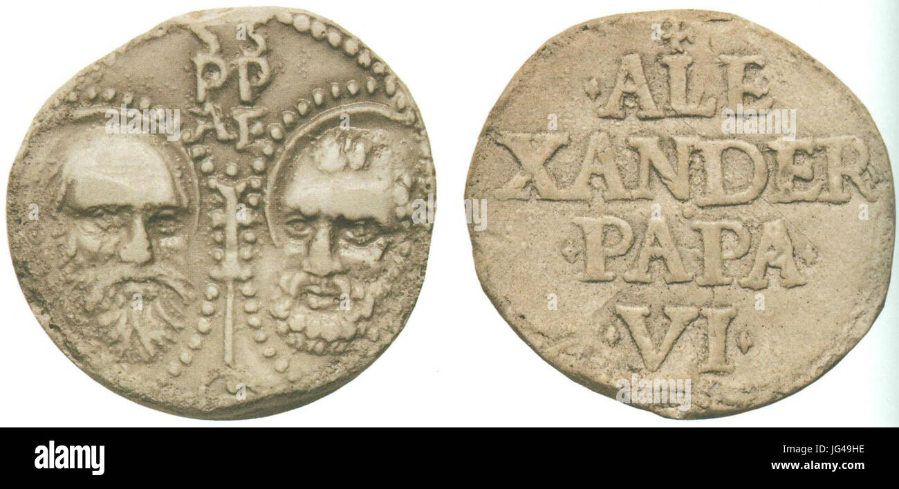 Påven Alexander VI Blysigill Petrus Paulus 001 Stockfoto