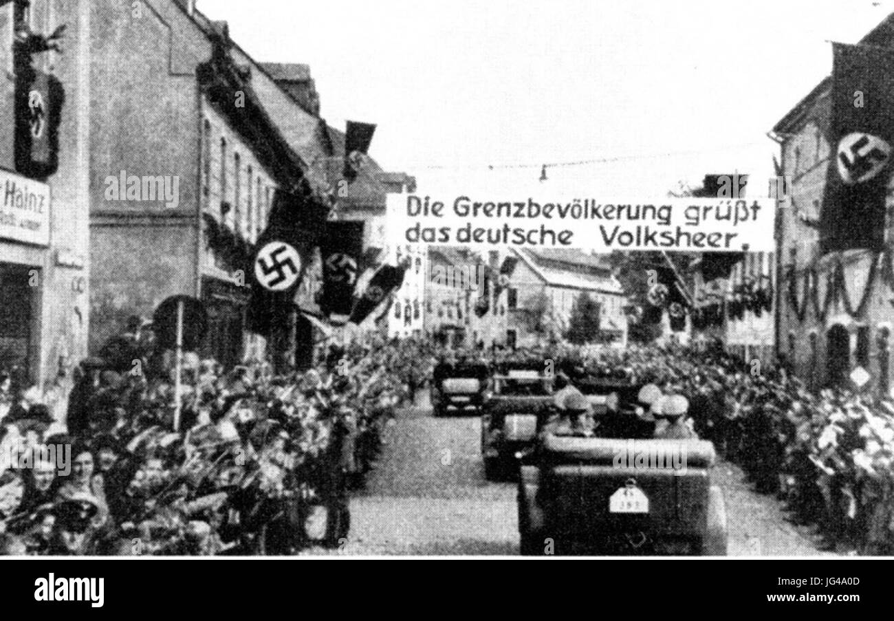 Příjezd Německého Vojska tun Sudentendeutschen Stockfoto