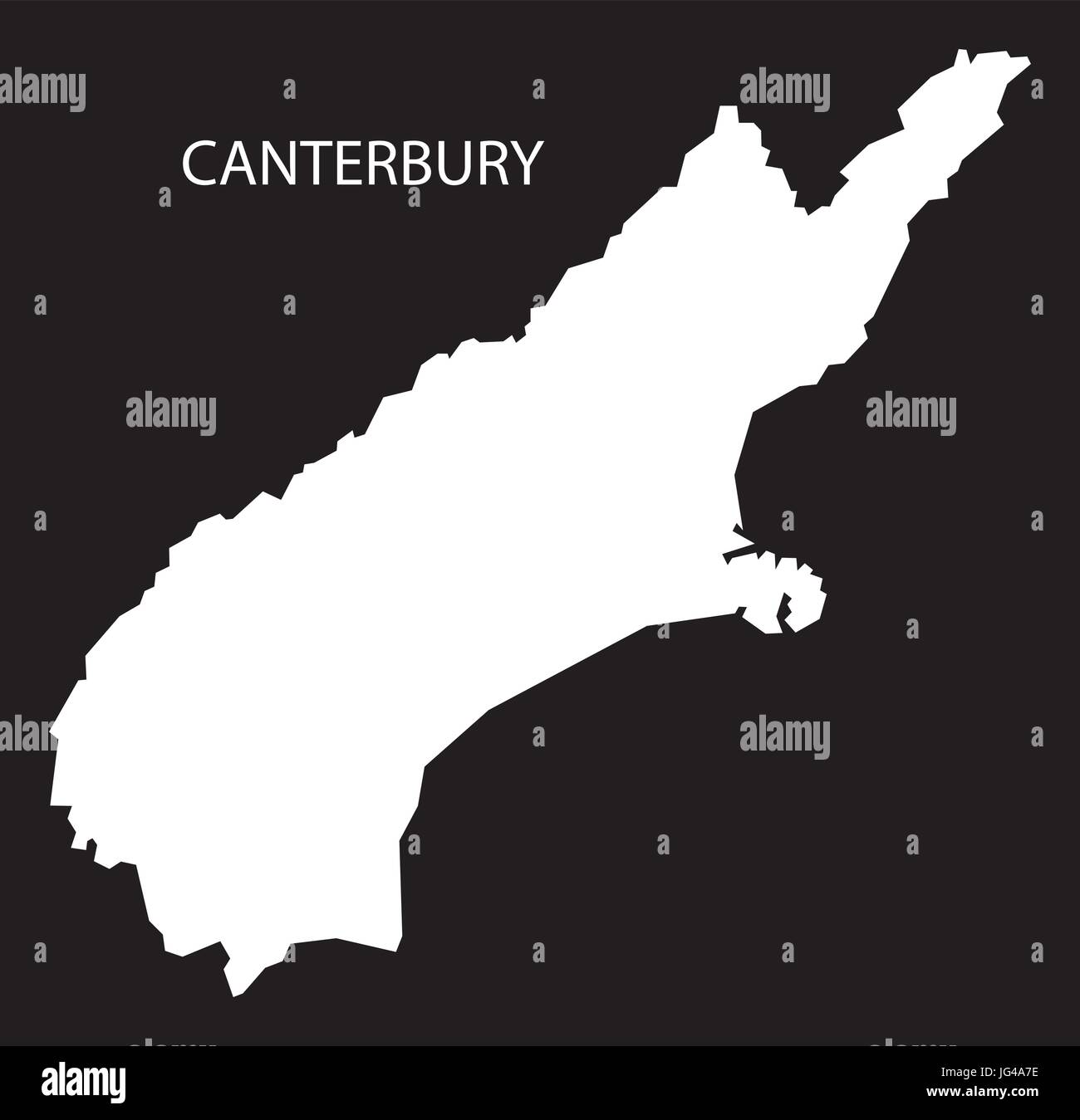 Canterbury New Zealand Karte Black invertiert Silhouette Abbildung