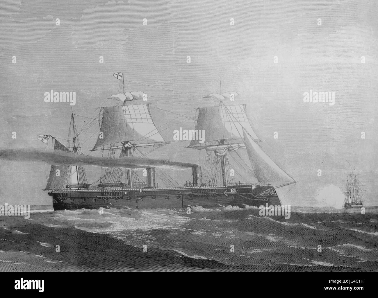 Panzerfregatte Kronprinz - aus Illustrirte Zeitung März 1868 Stockfoto