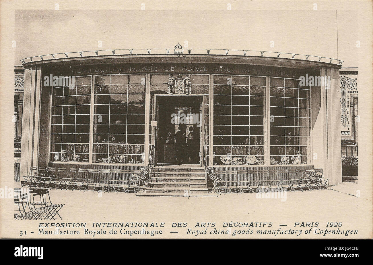 Paris-FR-75-Expo 1925 Arts Décoratifs-Pavillon De La Herstellung Royale de Kopenhagen Stockfoto