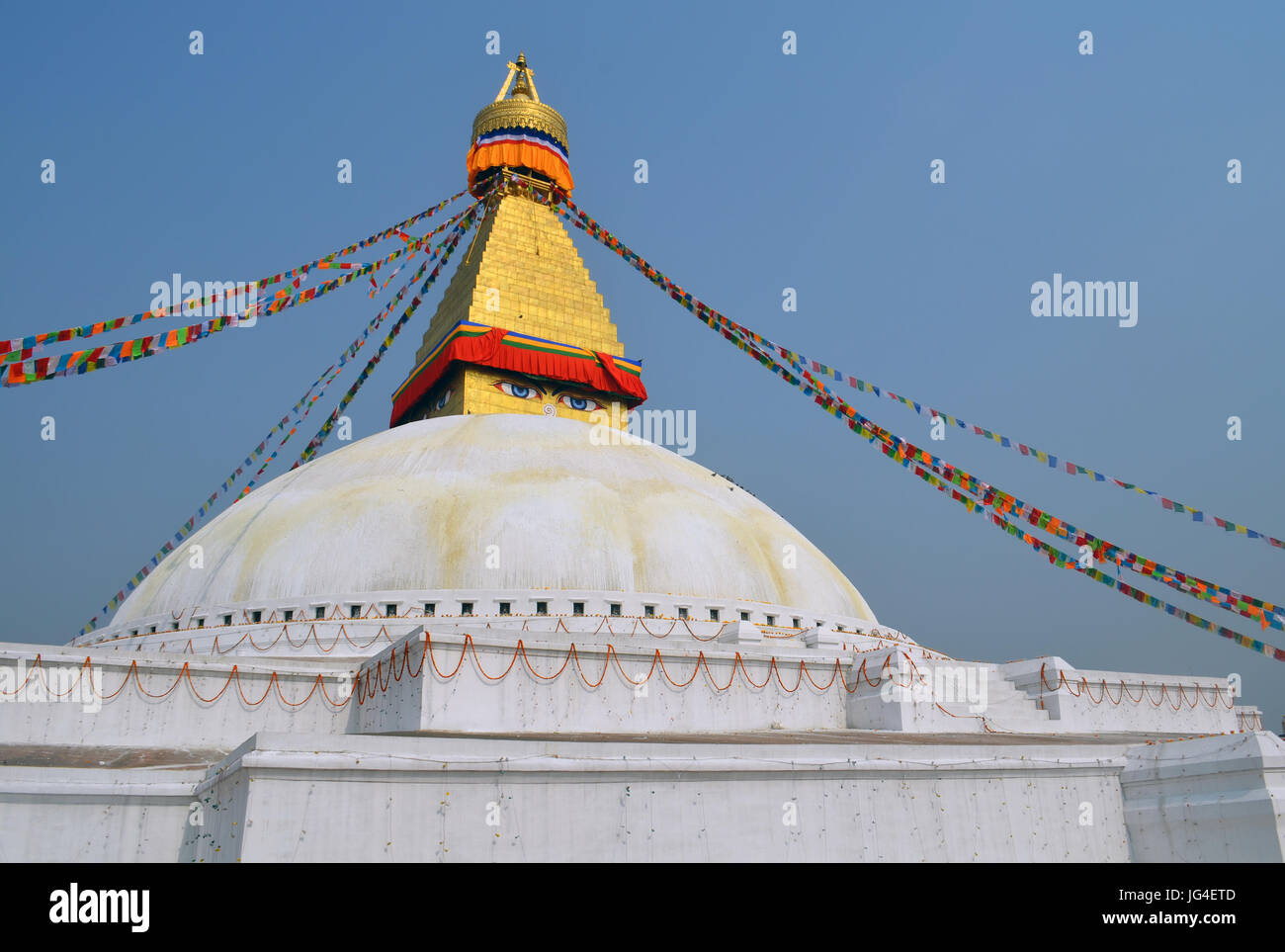 Die große Stupa Bodnath bei Kathmandu Stockfoto