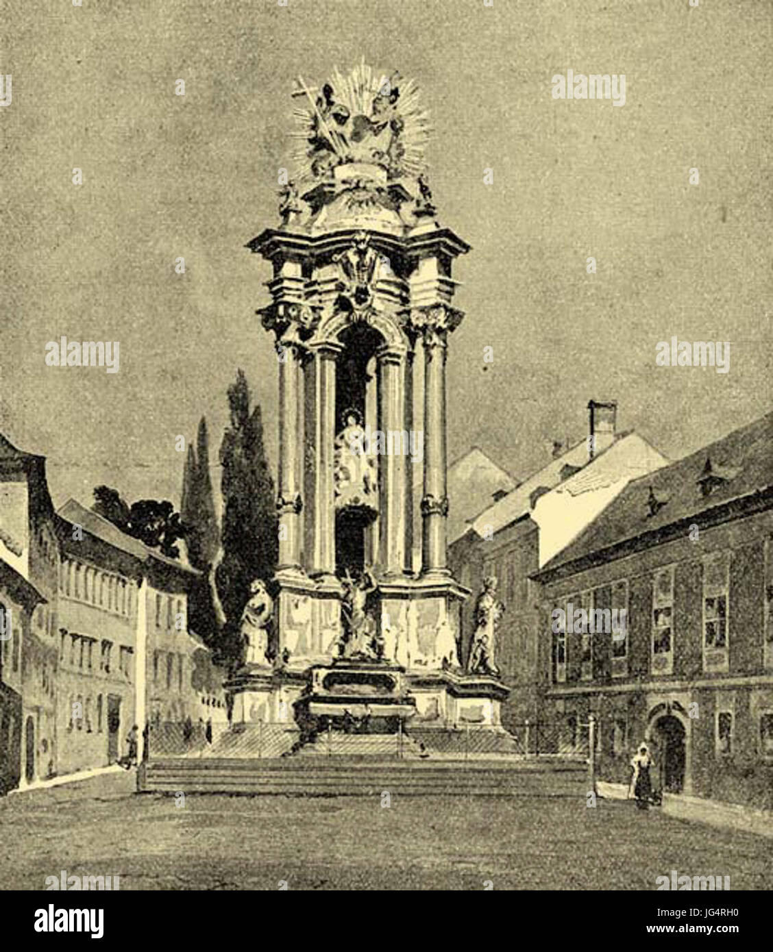 Pestsäule in Banskơ3A1 ơ5A0tiavnica - ơserna Stockfoto