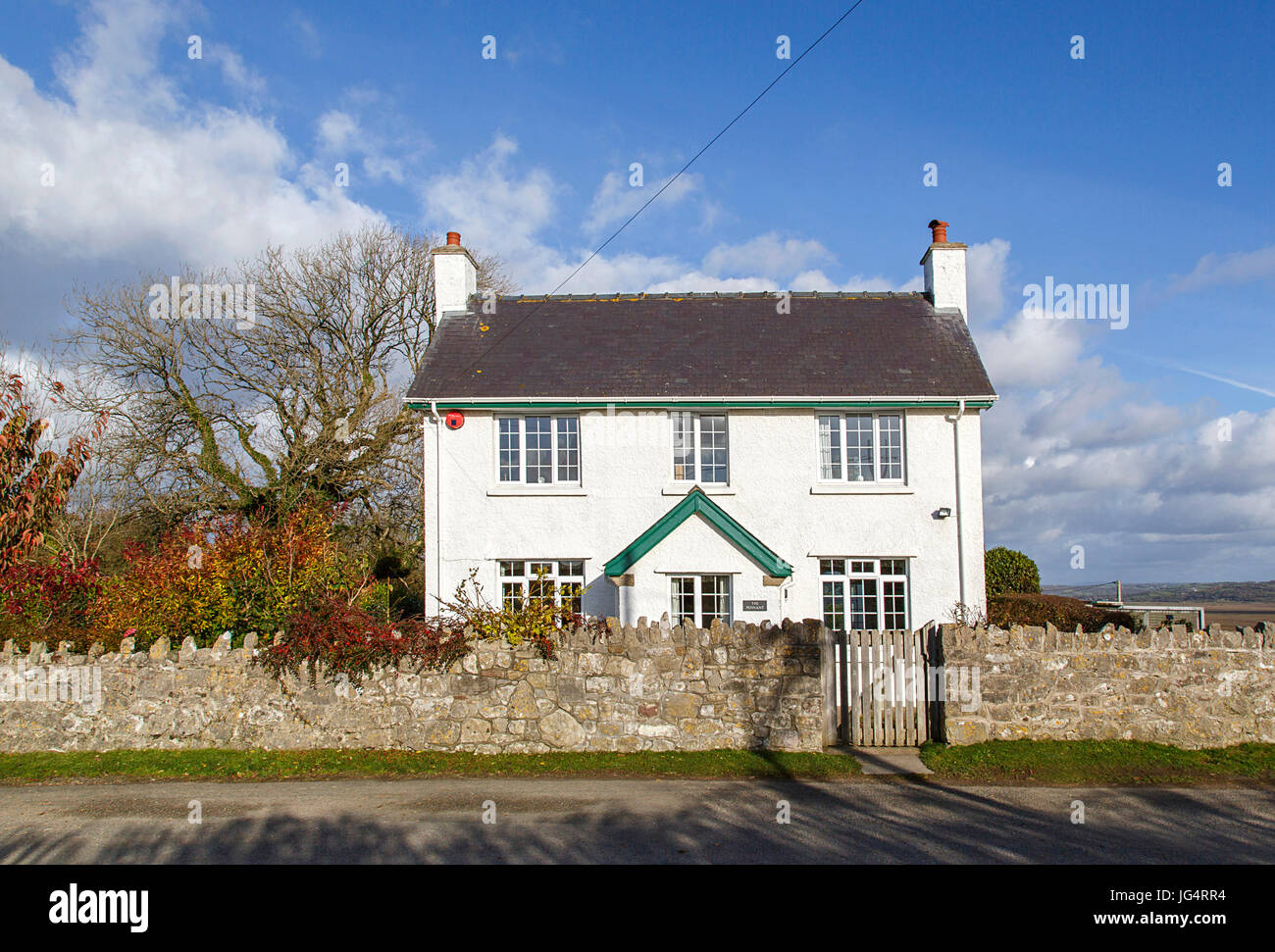 Idyllischen weißen Bauernhaus - Ferienhaus in Gower Stockfoto