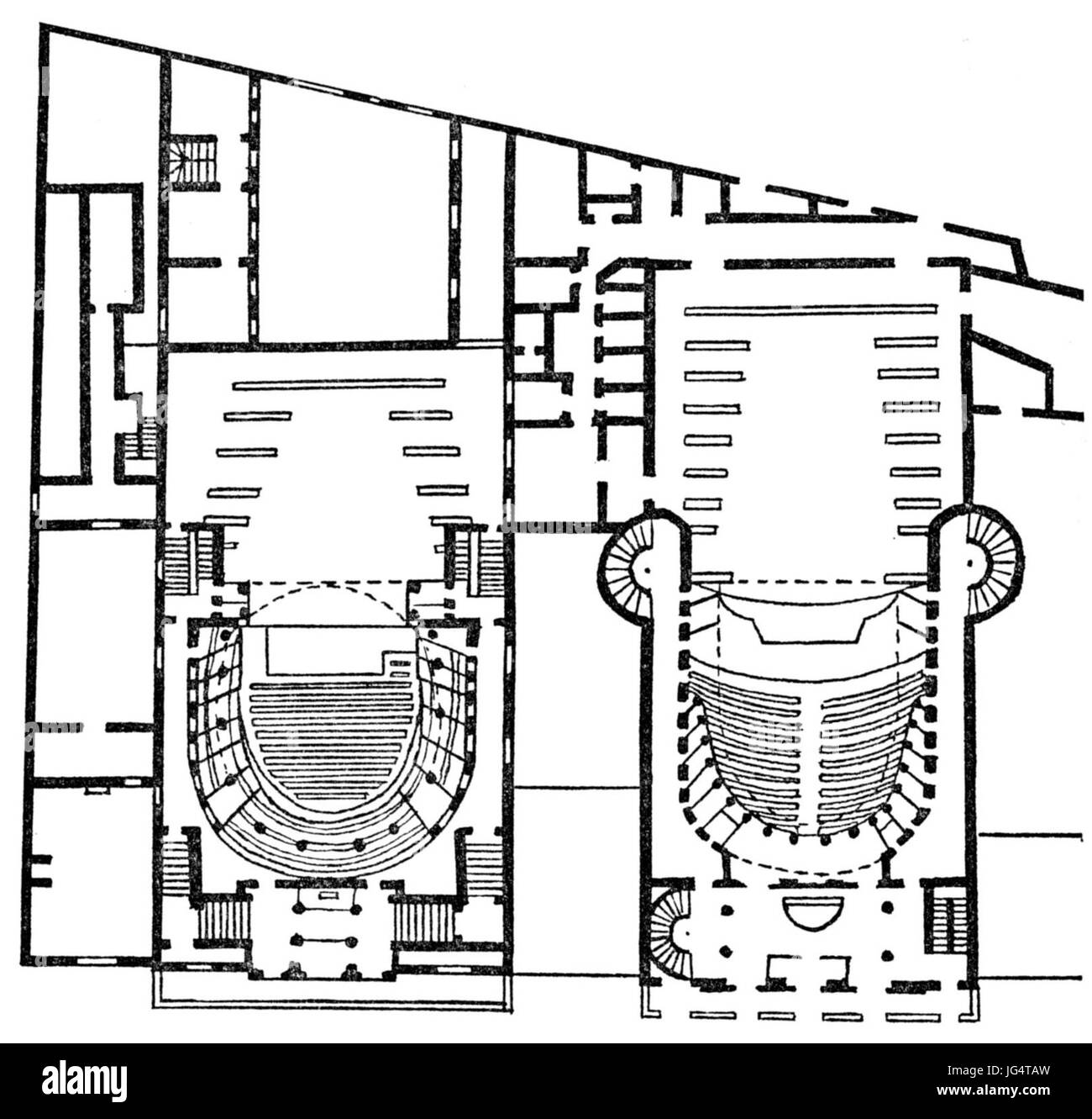 Pläne der Theater Ambigu-Comique und Gaîté auf dem Boulevard du Temple - Carlson 1966 p 6 Stockfoto