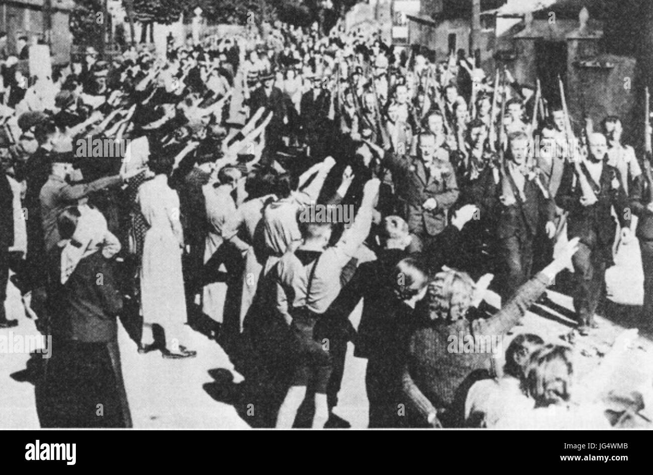 Pochod Freikorpsu V Hazlové u AC5A1e 1938 Stockfoto