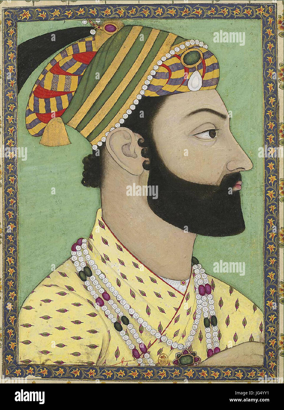 Porträt von Ahmad Shah Durrani. Moghul-Miniatur. ca. 1757, Bibliothèque Nationale de France Stockfoto