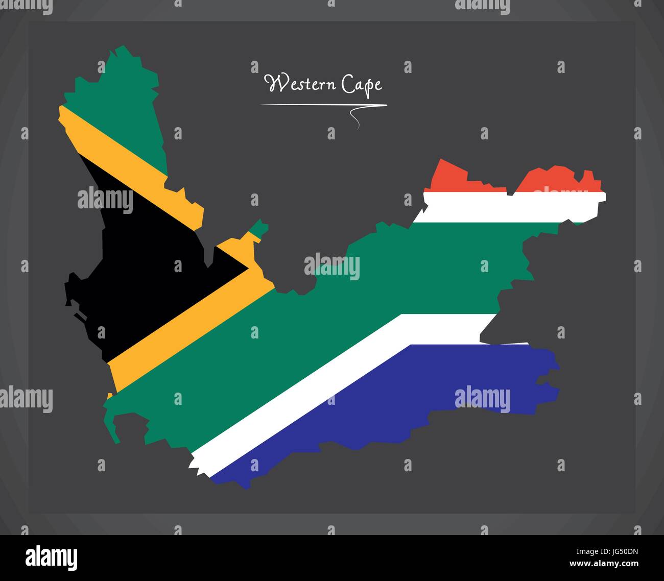 Western Cape Südafrika Karte mit Darstellung der Nationalflagge Stock Vektor