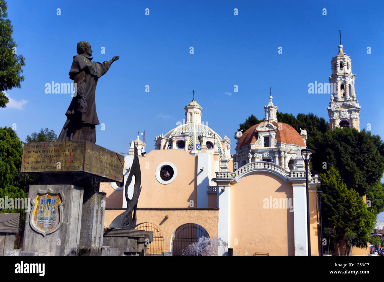 Koloniale Architektur und Kirche in Puebla, Mexiko Stockfoto