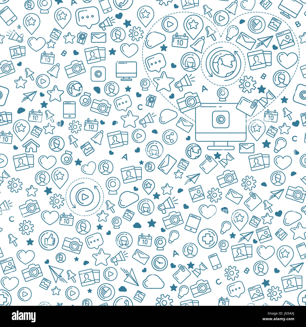 Social Media blau nahtloses Muster Stockfoto