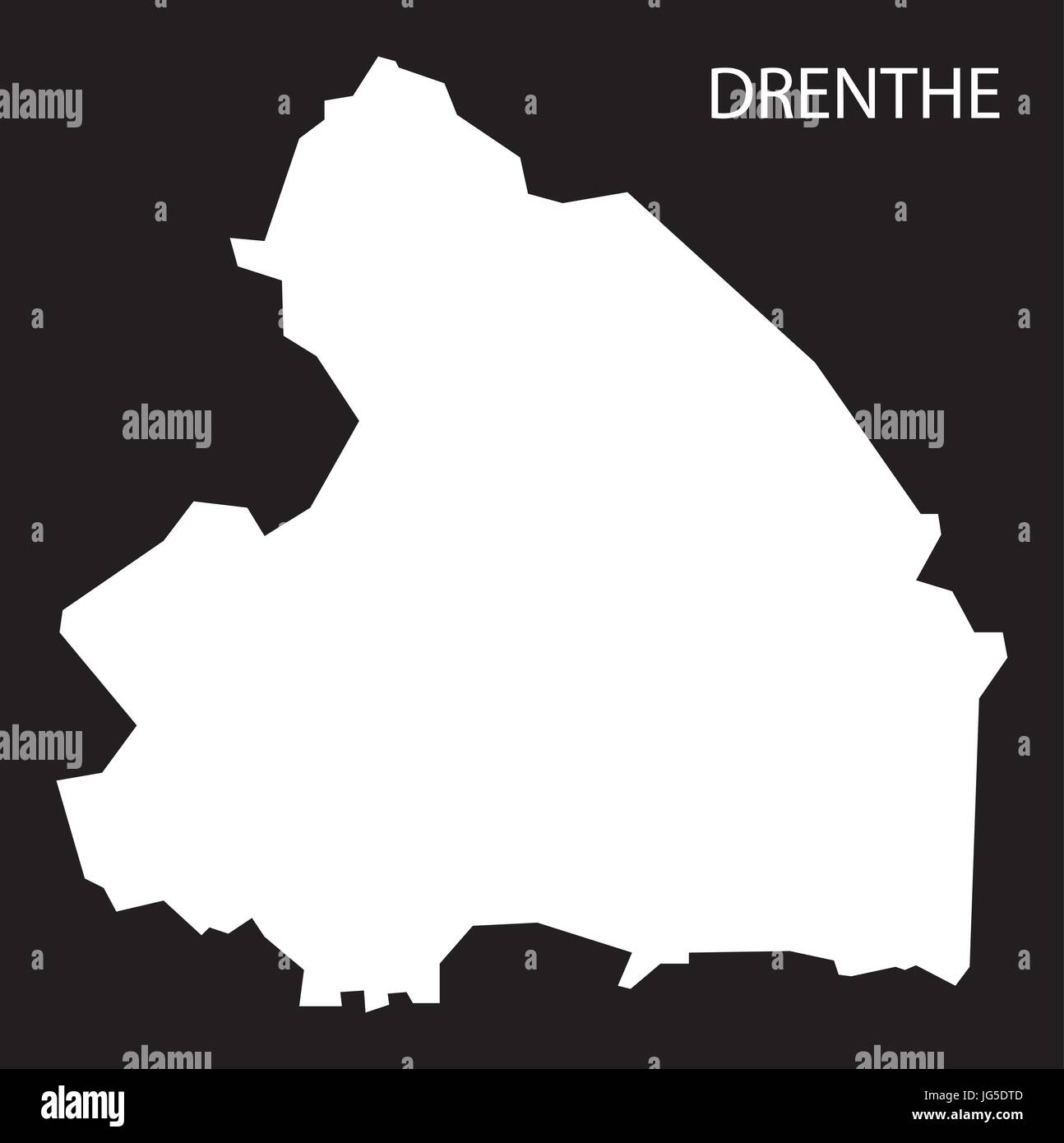 Drenthe Niederlande Karte schwarz invertiert Silhouette Abbildung Stock Vektor
