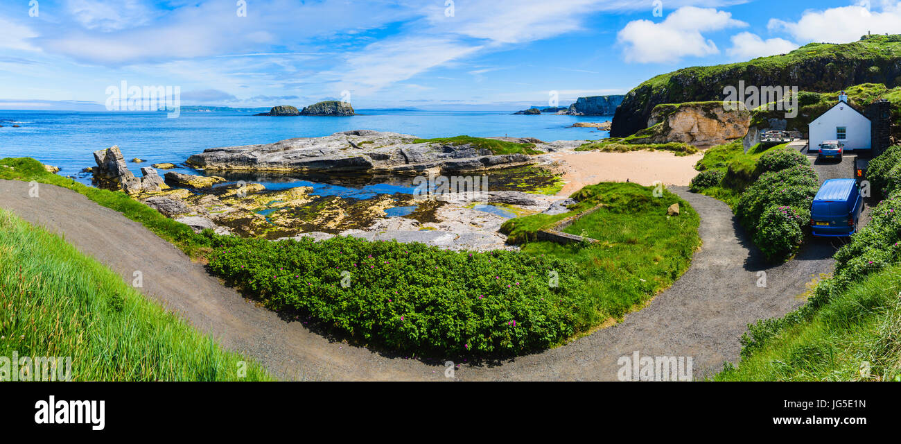 Ballintoy alten Hafen in Game of Thrones als Iron Island Lordsport Harbour und den Speicherort für die Szene des Theon Greyjoys Heimkehr in Seaso verwendet Stockfoto