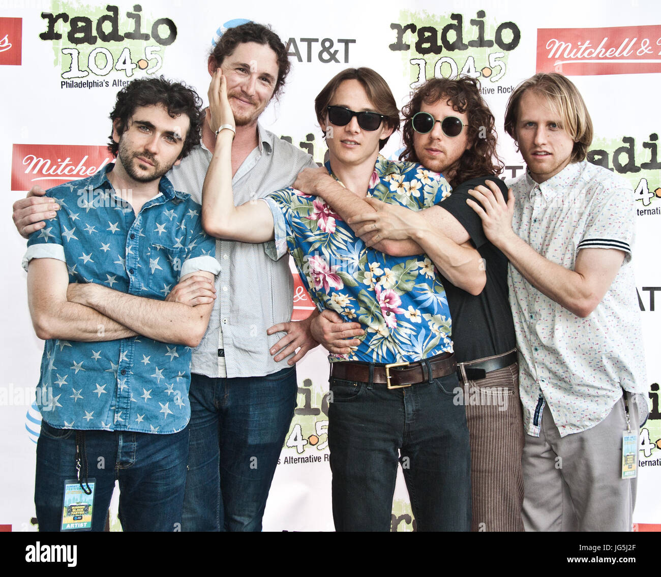Philadelphia, PA, USA. 18. Juni 2017. Alternative-Rock Band Irontom Pose auf Radio 104,5 Sommer Block Party am Festival Pier. Stockfoto