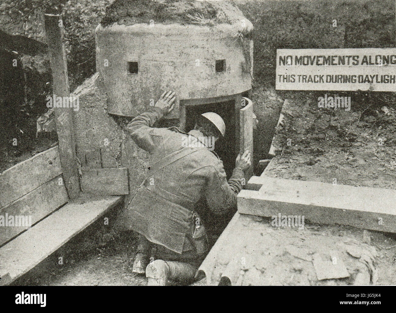 Verdeckte deutsche Scharfschützen post gelöscht von Kanadiern, 1917 Stockfoto