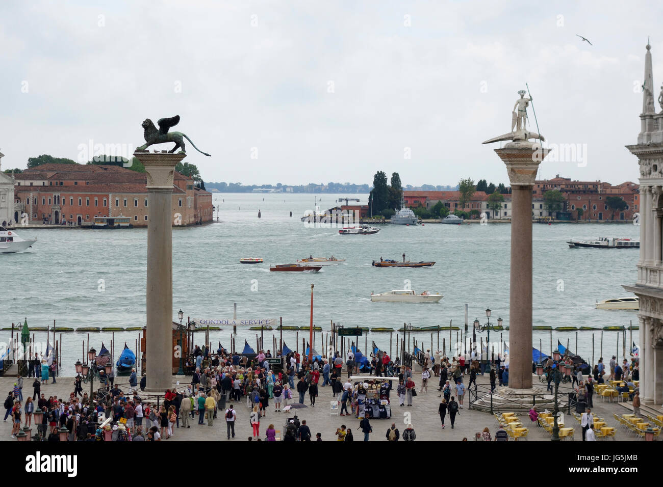 Colonne di San Marco e San Todaro historische Denkmäler in Venedig, Venezia, Italien Stockfoto